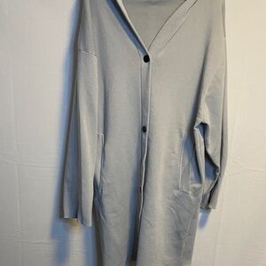 Cozy Grayish blue Knit Sweater with hood